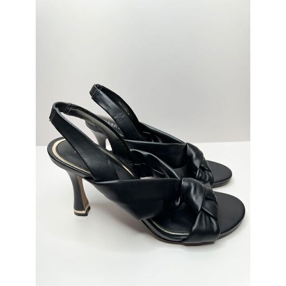 Kenneth Cole Sandals Womens Size 8 Black Faux Leather Slingback Knot Heels - Picture 4 of 10